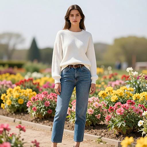 Young Woman in Vibrant Garden Attire