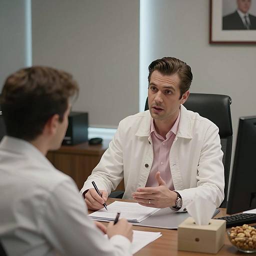 Office Meeting with Two Men