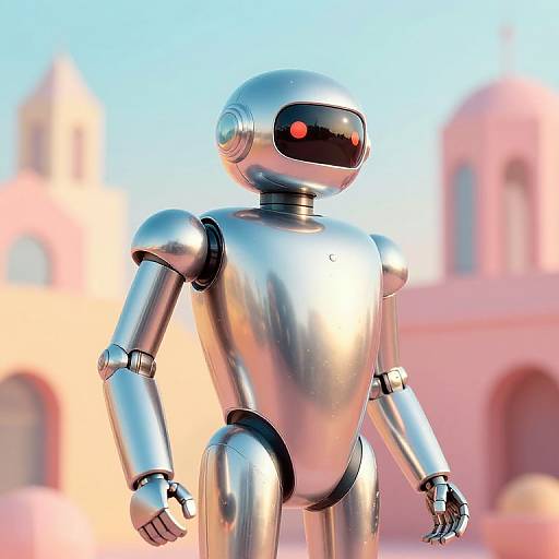 Retro Futurism Sleek Chrome Robot