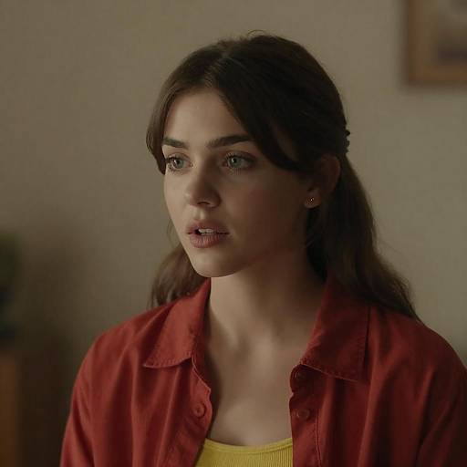 Thoughtful Young Woman in Cinematic Lighting