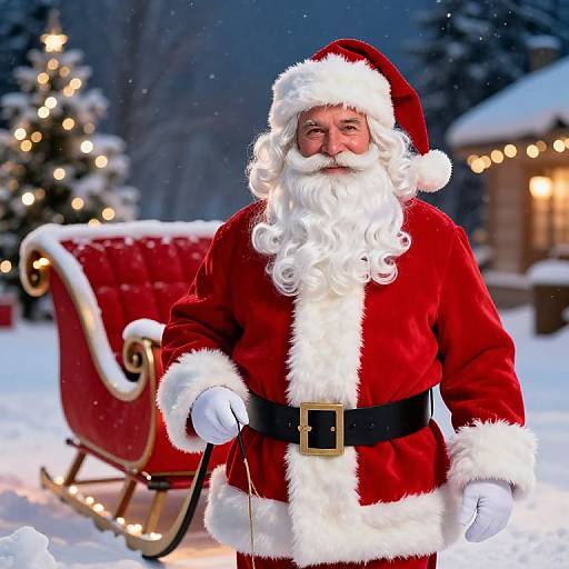 Festive Santa Claus in Snowy Landscape