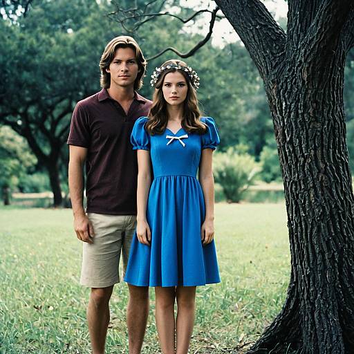Couple Standing Outdoors by Tree