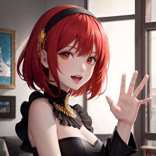 Dynamic Anime Girl in Aesthetic Living Room