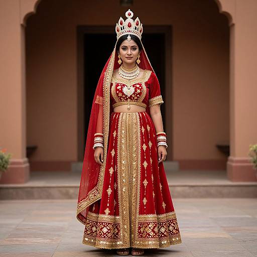 Lambadi Woman in Red and Gold