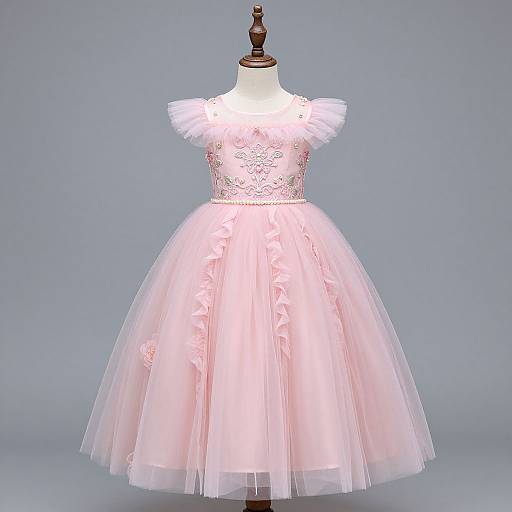 Handcrafted Pink Flower Girl Princess Dress
