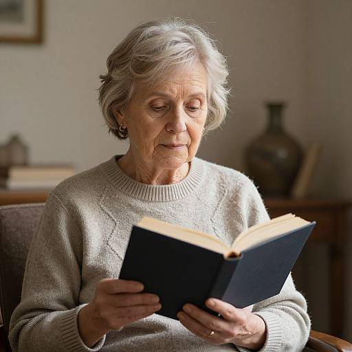 Elderly Woman Reading Book
