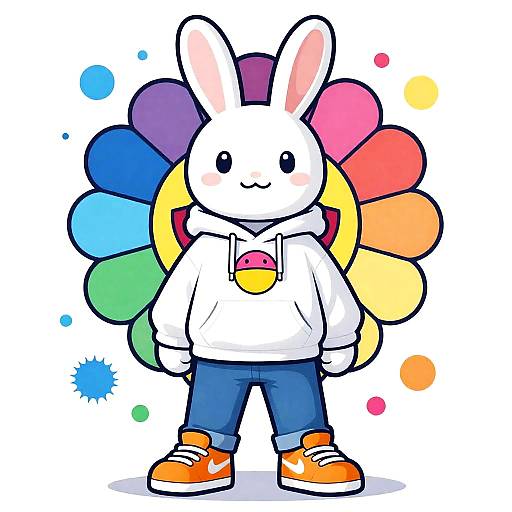 Cool Bunny in Hoodie with Paint Splatter