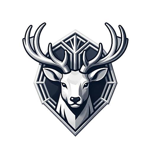 Polished Silver Stag Art-Deco Emblem