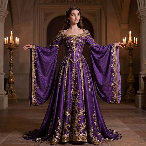 Regal Purple Coronation Dress Design
