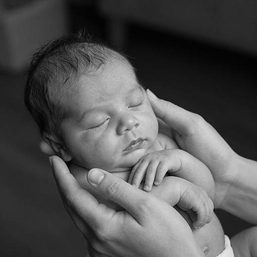 Tender Moments: Newborn in Black and White