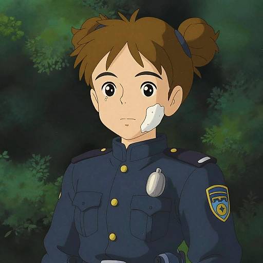 Anime Police Girl Portrait with Shaving Cream