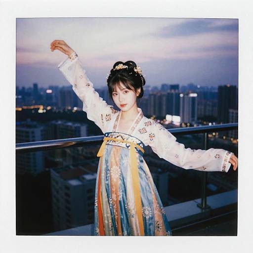 Dynamic Rooftop Portrait in Cityscape