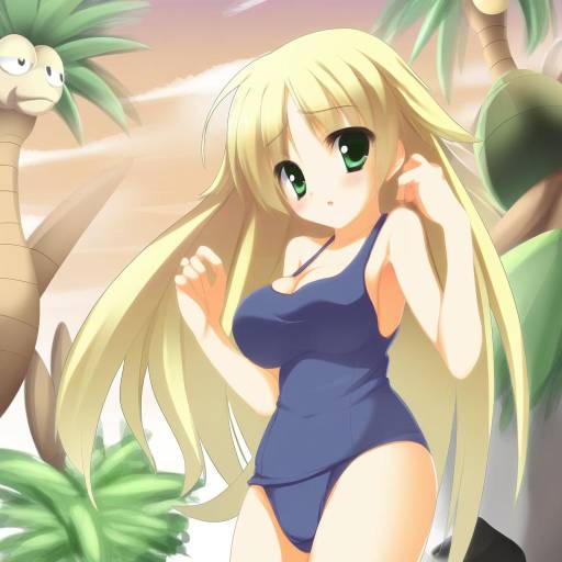 Illustration of Alolan exeggutor, pokemon in the style of Aria (koiiroharemoyou)