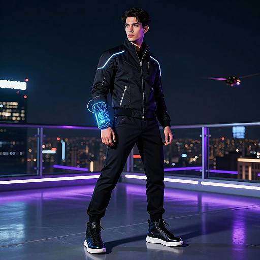 Futuristic Fashion Editorial on Rooftop