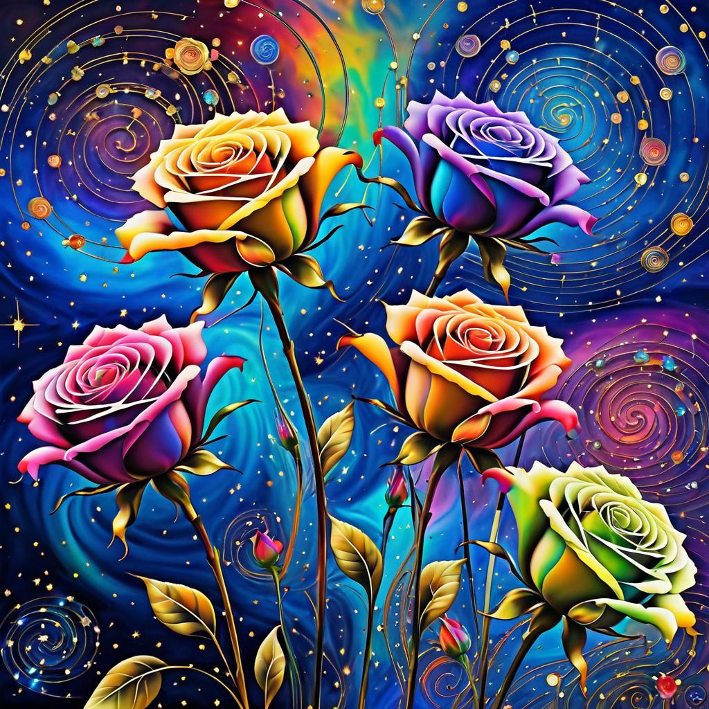 Vibrant Galaxy Roses in Cosmic Circuitry