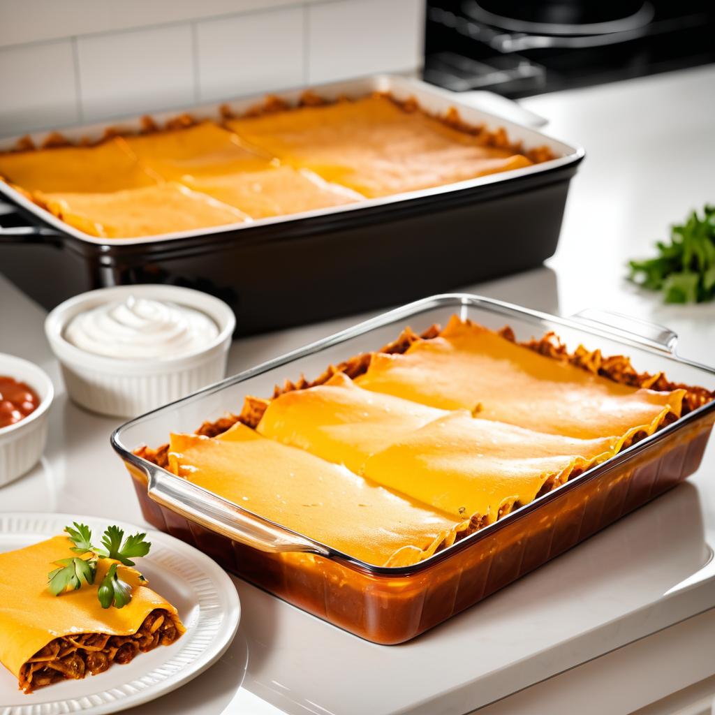 Traditional Mexican Enchiladas on Counter