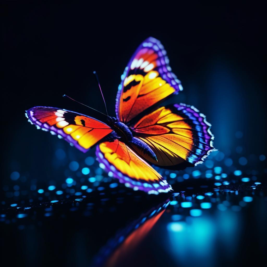 Cinematic Macro Shot of Vibrant Butterfly