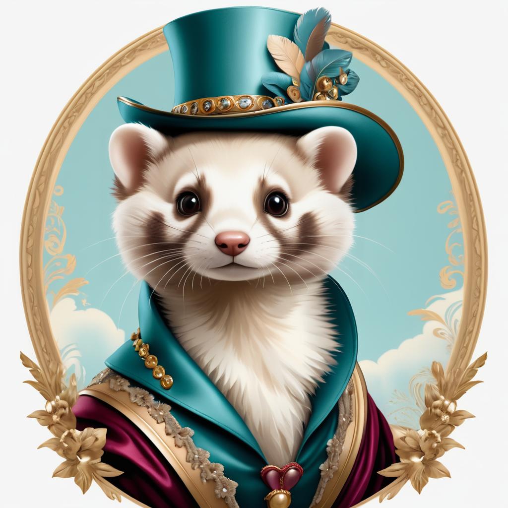 Whimsical Ferret Portrait in Falero Style