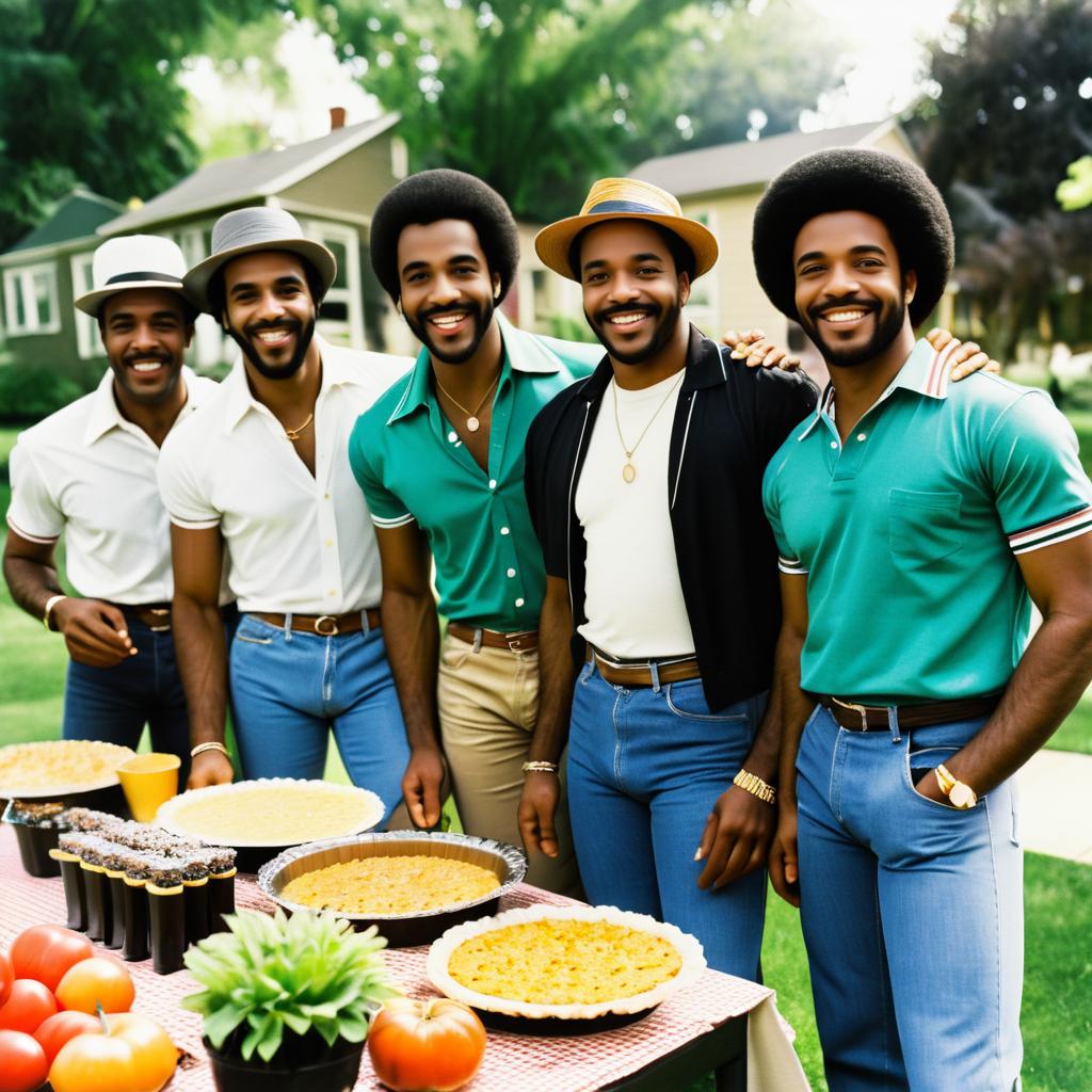 Joyful Vintage Gathering of Black Men in 1980s