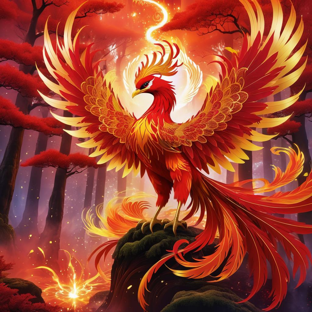 Majestic Phoenix in Mystical Forest