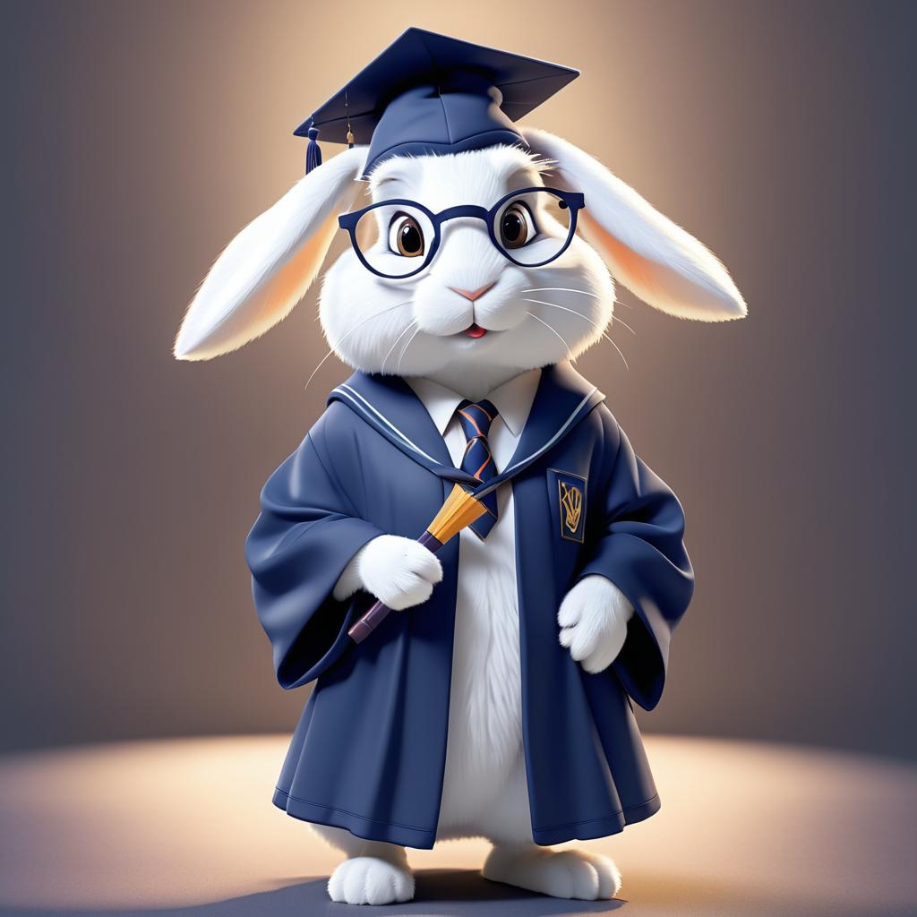 Scholarly Rabbit in Academic Attire