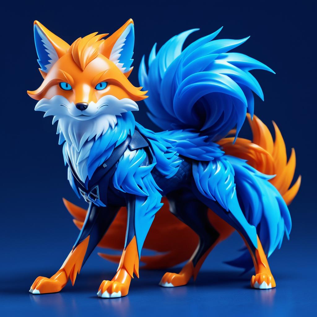 Fierce Blue Fox in Chaotic Style