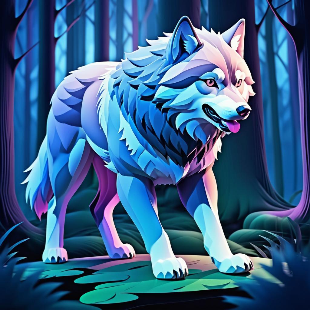 Buffed Kawaii Wolf in Twilight Forest