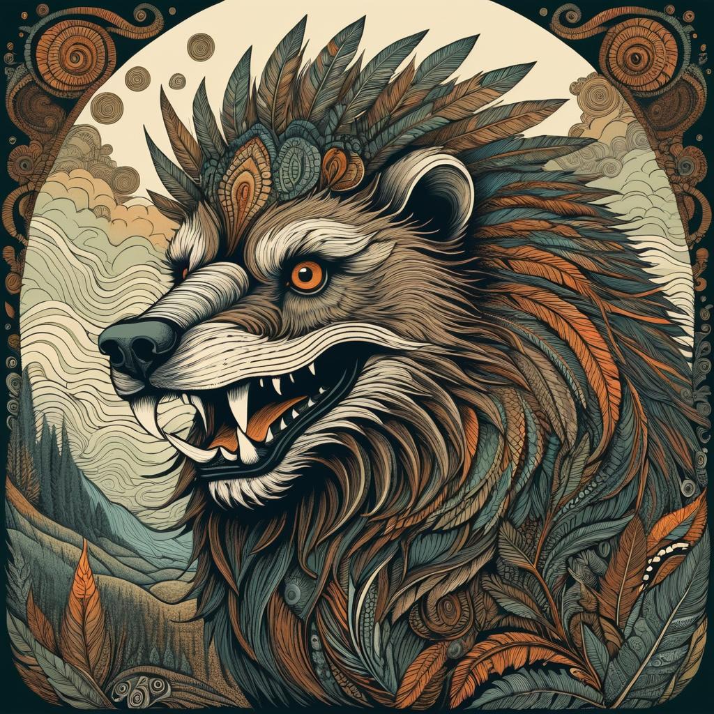 Intricate Fantastical Beast Illustration