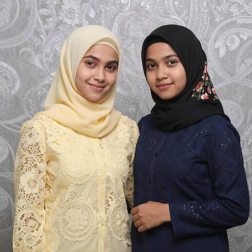 Portrait of Two Women in Lace Hijabs
