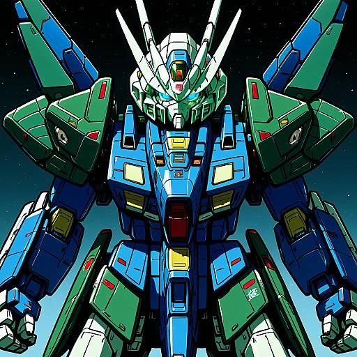 Illustration of Gundam aerial, gundam in the style of Chan co