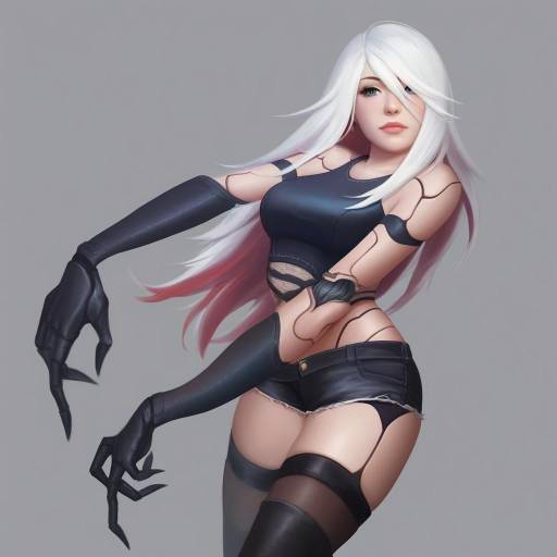 Futuristic Android Woman with White Hair