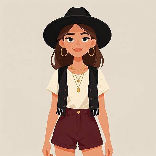 Boho Chic Woman in Stylish Outfit