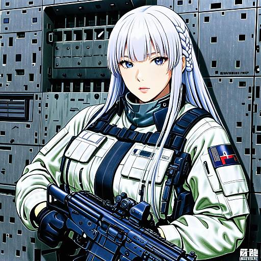 Illustration of Ak-15 (girls' frontline), girls' frontline in the style of Kamogawa tanuki