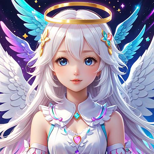 Vibrant Kawaii Angel Girl Portrait