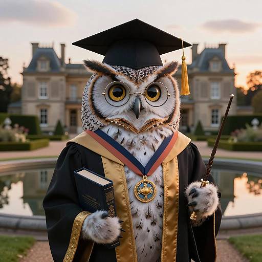 Scholarly Owl in Ornate Graduation Attire