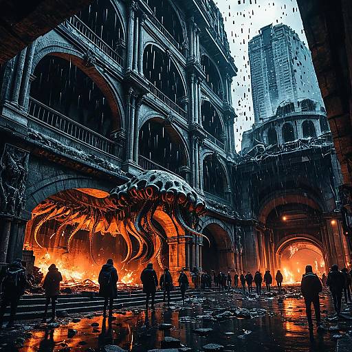 Subterranean Paris Catacombs Under Siege by Giant Cephalopod