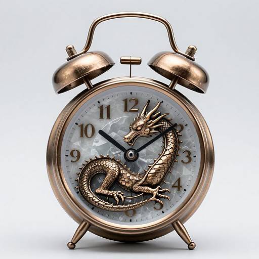 Bronze Dragon Sleeping in Crystal Clock