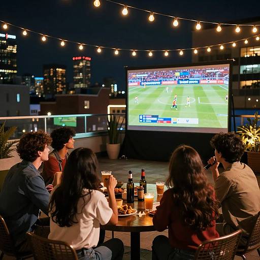 Cinematic Night Rooftop Sports Gathering
