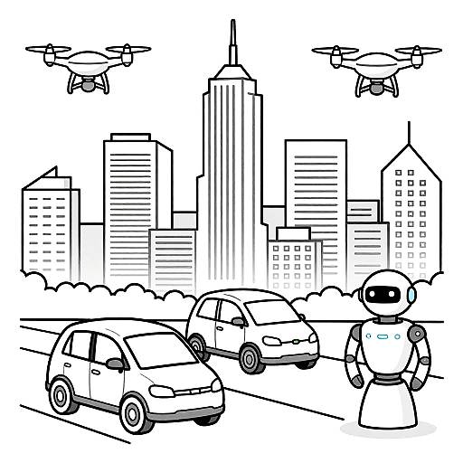 AI-Powered Smart City Coloring Page