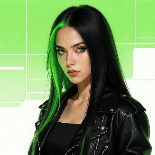 Cyberpunk Woman with Neon Highlights