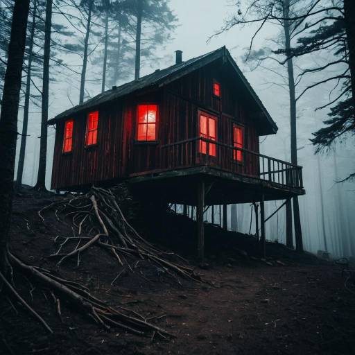 Eerie Floating Cabin in Fog