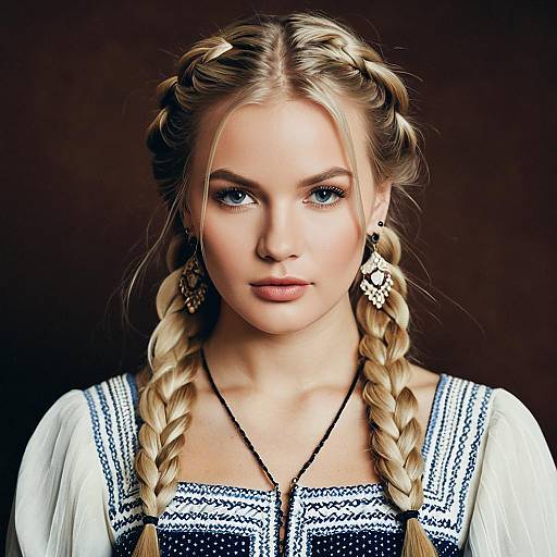 Elegant Russian Braid Hairstyle Portrait