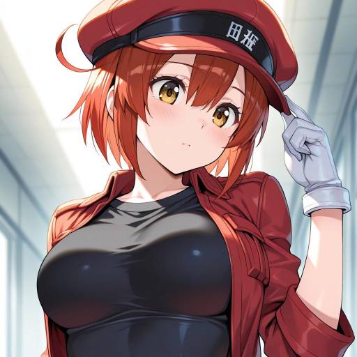 Illustration of Ae-3803, hataraku saibou in the style of Murakami hisashi