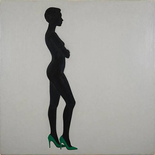 Minimalist Silhouette of Woman in Emerald High Heels