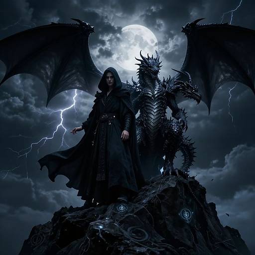 Dark Fantasy Mage and Dragon Rider