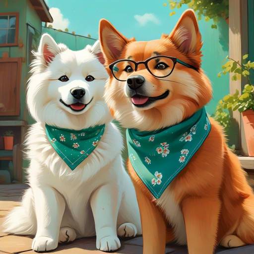 Charming Samoyed and Abyssinian Duo