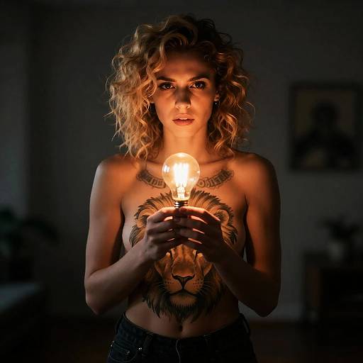 Intense Portrait of a Topless Woman