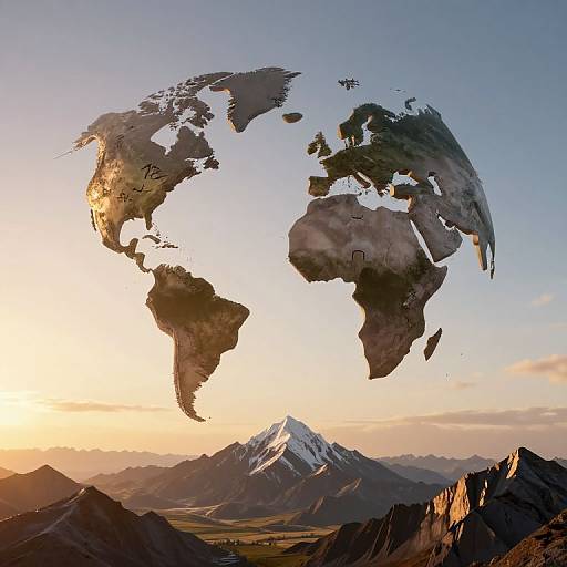 Surreal 3D Puzzle-Piece Mountains