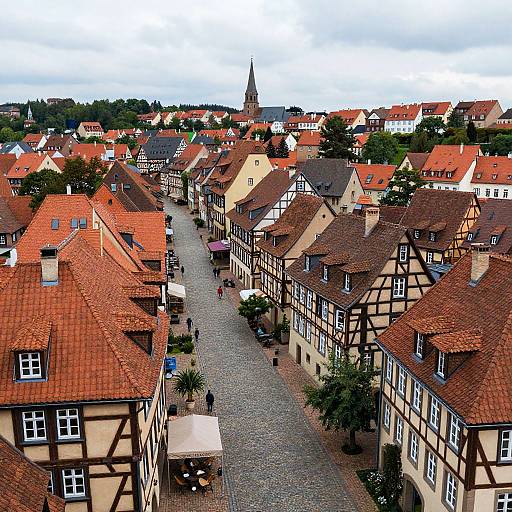 Historic European Town Aerial View