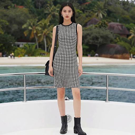 Elegant Woman on Luxury Seychelles Boat